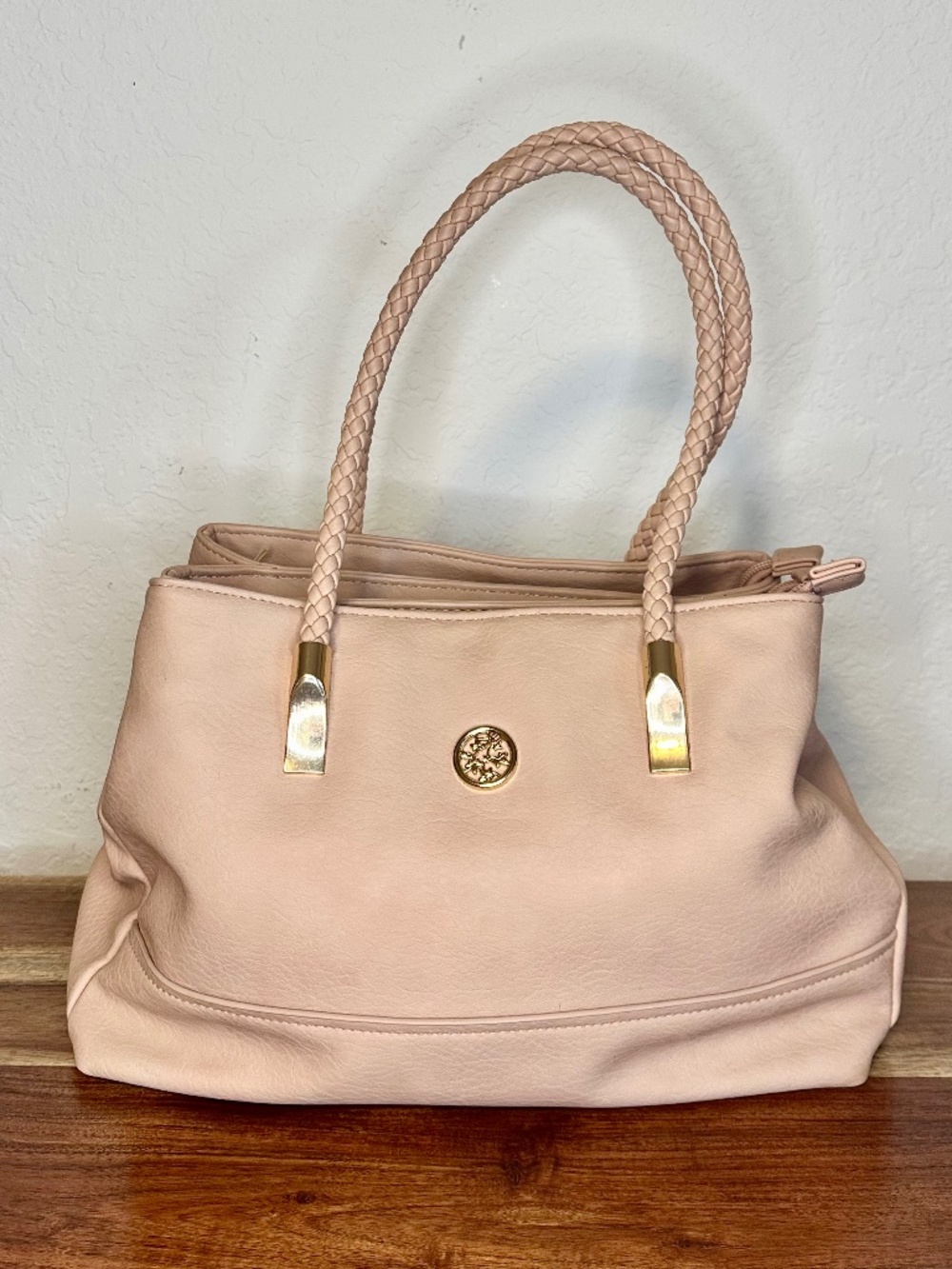 Joy Mangano Pink Leather Tote Bag